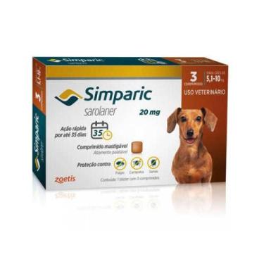 Imagem de Antipulgas Zoetis Simparic Cães de 5,1 á 10kg- 1 Cp de 20mg