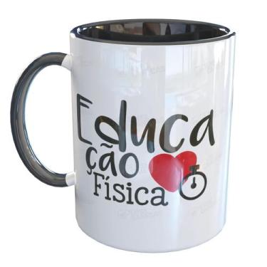 Imagem de Caneca Porcelana Educação Física - Pense Canecas, Preto