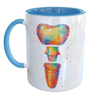 Imagem de Caneca Porcelana Odontologia Implantes - Pense Canecas, Azul Claro