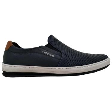 Imagem de Sapatênis Casual Masculino Freeway Imput Angel Calce Fácil Conforto Com Elástico Couro 3700 Marinho-Masculino