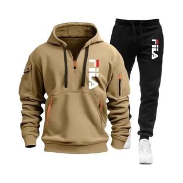 Imagem de Conjunto De Moletom Com Capuz E Calças Casuais Para Homens Outono/Inve