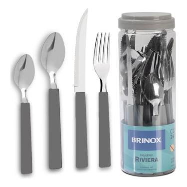 Imagem de Faqueiro Riviera Em Aço Inox 24 Peças Brinox, Cinza
