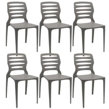Imagem de Kit 06 Cadeiras Para Cozinha Área Gourmet Jardim Empilhável Larsen P03