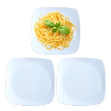 Imagem de Kit 2 Pratos Raso Quadrado Branco em Melamina Premium 27cm - Fratelli
