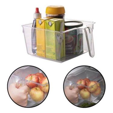 Imagem de Caixa Organizadora Acrílico Geladeira Alça Frutas Ovos Pote - HOME22