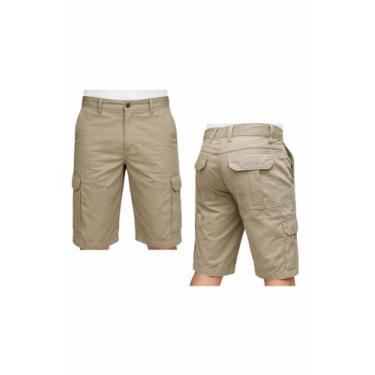 Imagem de Bermuda Cargo Masculina em Sarja - R Sete - Veste até 56, Bege, 54