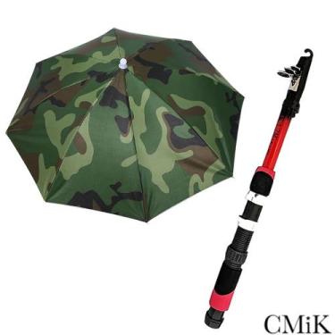 Imagem de Kit Pesca Vara Telescópica1,70m 20lbs Guarda Sol Dobrável Camuflado UV