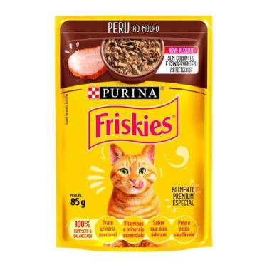 Imagem de Ração Friskies para Gatos Adultos Peru ao Molho Sachê 85g - Embalagem 