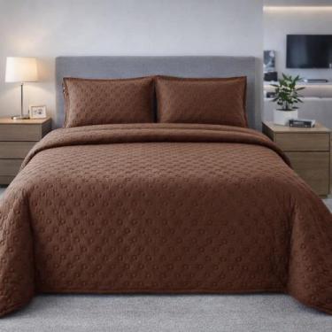 Imagem de Cobre Leito Balle Casal Queen 3 peças Colcha Cama Marrom - Home Fernan
