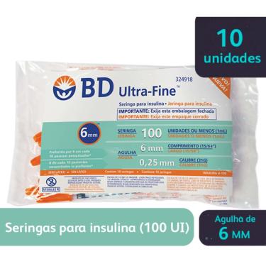 Imagem de Seringa para Insulina BD Ultra-Fine 6mm 100UI com 10 unidades 10 Unidades