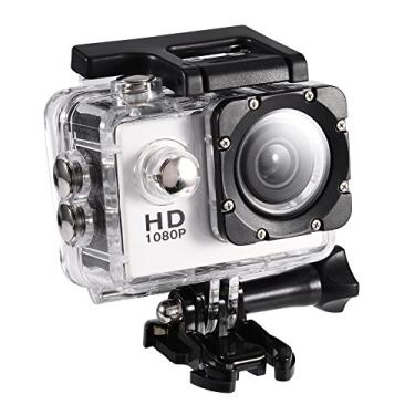 Imagem de Bindpo Mini câmera esportiva, 5.1 cm 1080p Full LCD Screen Action Camera 4K 30m com kits de acessórios de montagem de mini filmadora, suporte branco