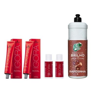 Imagem de Kit Igora 2x 6-77 + 2 Ox 30vol + Banho De Brilho Raposinha