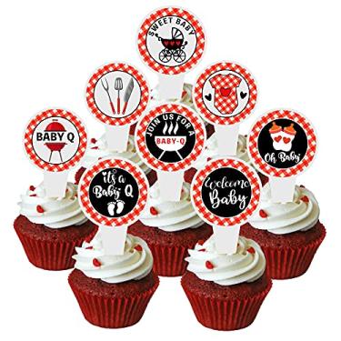 Imagem de 40 peças de capas de cupcake para chá de bebê, festa de aniversário, piquenique, festa, bolo para o verão, churrasco, piquenique, chá de bebê, decoração de festa de aniversário