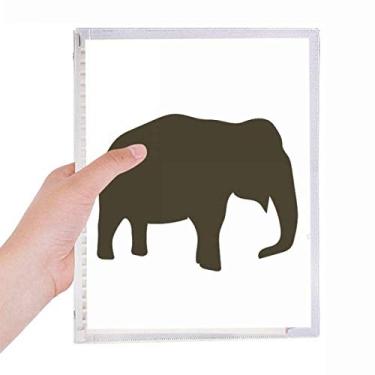 Imagem de Caderno de retrato de animal fofo de elefante preto, diário de folhas soltas recarregável, papelaria