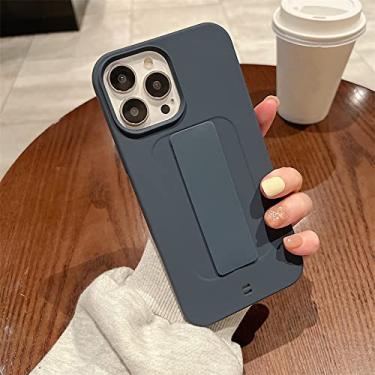 Imagem de Capa de telefone de mão com alça de pulso para iPhone 13 12 11 14 Pro Max X XS Max XR 7 8 Plus Capa de silicone macio de cor sólida macia, marinho, para iPhone12ProMax