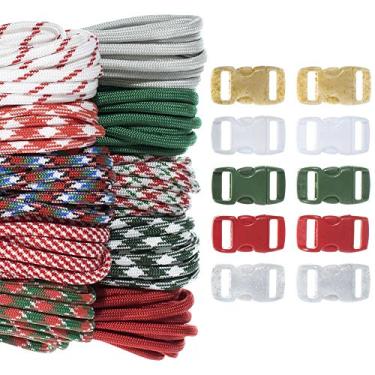 Imagem de Craft County Kits de artesanato de paracord 550 de 30 m – para todas as idades e níveis de habilidade – Crie pulseira de paracord, cordão, projetos de chaveiro (Natal)