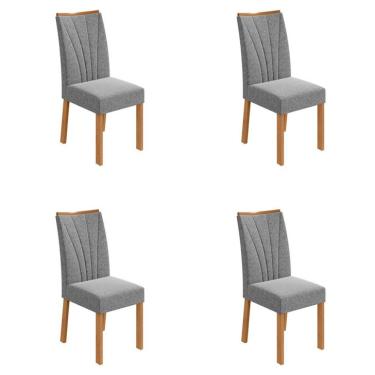 Imagem de Conjunto com 4 Cadeiras Apogeu Linho Cinza e Amêndoa Clean