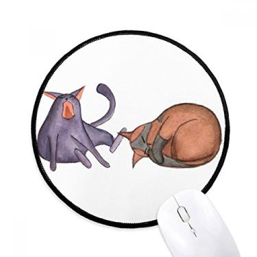 Imagem de Mouse pad Miaoji pintura aquarela azul gato mouse pad desktop escritório tapete redondo para computador
