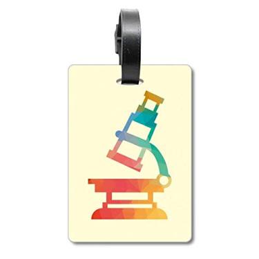 Imagem de Bolsa de viagem com estampa de microscópio de desenho animado com etiqueta para cartão de bagagem