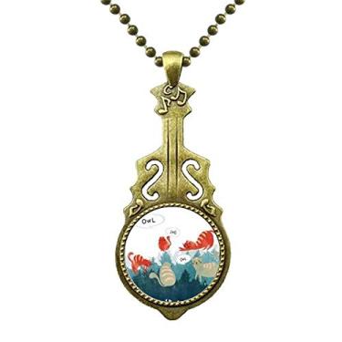 Imagem de DIYthinker Colar com coruja falante de gato que protege animais amantes de animais de estimação, joia antiga com pingente de música