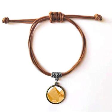 Imagem de DIYthinker Pulseira de couro com estampa de esfinge pirâmide do Egito, pulseira de couro com corda marrom joia presente