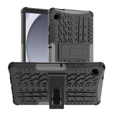 Imagem de Capa para tablet Capa para tablet compatível com Samsung Galaxy Tab A9 8,7 polegadas modelo 2023 (SM-X110/SM-X115) Textura de pneu TPU à prova de choque + capa protetora de PC com suporte de alça dobr
