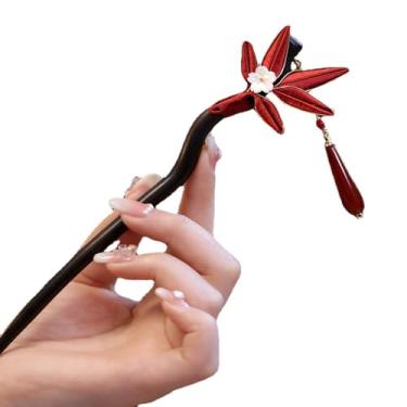 Imagem de Grampo de cabelo de folha de bordo de madeira de estilo antigo acessórios Hanfu simples
