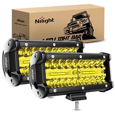 Imagem de Nilight 2 unidades de LED 16,5 polegadas 120W amarelo ponto de inundação lâmpada de condução tripla, para-choques off-road barra de luzes de trabalho LED para van, campista, vagão, caminhão, caminhão