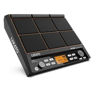 Imagem de LEKATO Almofada de amostra de percussão, bateria elétrica com 9 pads de bateria sensíveis à velocidade, mais de 600 sons, multipad de bateria eletrônica com saída MIDI, USB MIDI, AUX, Looper,
