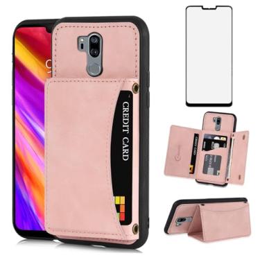 Imagem de Asuwish Capa de telefone para LG G7 ThinQ Capa carteira com protetor de tela de vidro temperado e suporte para cartão de couro PU LGG7 One G 7 Plus LG7 Fit LG7ThinQ 7G Thin Q G7+ G7thinq LGG7thinq Men