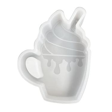 Imagem de Caneca de chocolate quente de cacau copo copo chantilly alça de bebida carro Freshie molde de silicone 10 x 7,6 x 2,5 cm para contas aromáticas perfumadas férias inverno, vela de carro, forno seguro