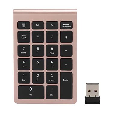 Imagem de Zixyqol Teclado numérico de 22 teclas, mini teclado numérico portátil sem fio fino com receptor USB 2.4G para laptop, PC, notebook (ouro rosa)