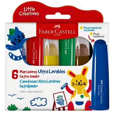 Imagem de Caneta Hidrográfica Jumbo 6 Cores Laváveis Faber Castell