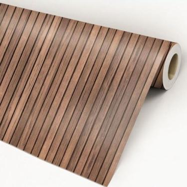 Imagem de Papel de Parede Imitação Madeira Ripado, 5 Metros x 45 cm, Marrom Escuro (2)