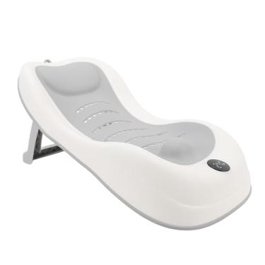 Imagem de Suporte de Banho Infantil, Assento para Banheira de bebê Com Termômetro, Pia Macia Antiderrapante, Suporte Portátil para Banho de bebê, Multifuncional para Recém-nascidos e (Cinza)