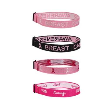 Imagem de COLORFUL BLING Pulseiras de conscientização do câncer de mama fita rosa Hope Faith pulseiras inspiradoras ajustáveis para suprimentos femininos lembrancinhas festa rosa, 1, Resina, Sem Pedra Preciosa