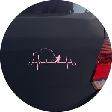 Imagem de Adesivo de Carro Amor Pela Pesca Pescaria - Cor Rosa Claro - Melhor Ad