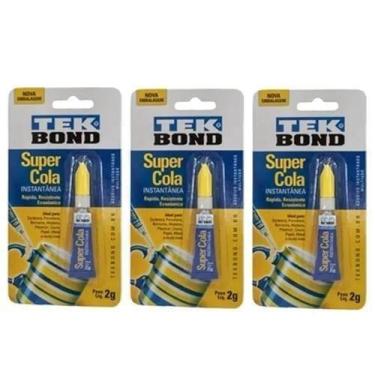 Imagem de Kit 3 Colas Super Tekbond 2G Na Cartela - Tek Bond