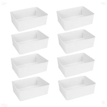 Imagem de Kit 8 Cesto Multiuso Decorativo Branco 19x13,5x6,5Cm - 123 Organizei