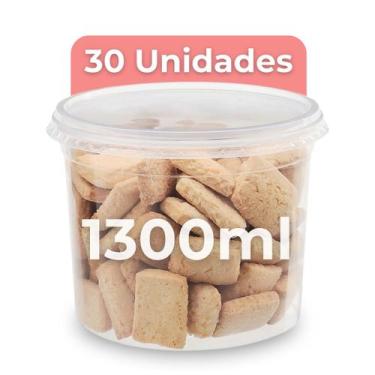 Imagem de 30 Potes Plástico 1300ml P/ Sorvete Bolachas Salgados C/ Tampa Descart