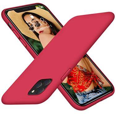 Imagem de DTTO Capa compatível com iPhone 11 Pro, [Série Romântica] Capa de silicone totalmente coberta [Proteção aprimorada para câmera e tela] com almofada de grade de favo de mel para iPhone 11 Pro 5,8 polegadas 2019, vermelho americano