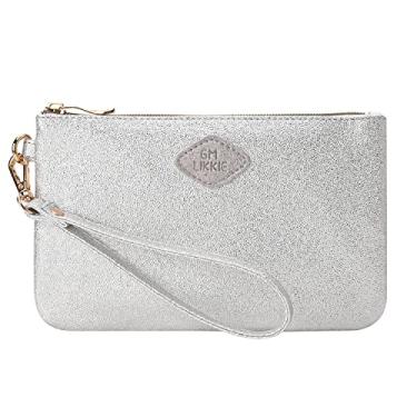Imagem de Bolsa de pulso para mulheres, bolsa clutch para noite com alça para festa e formatura, bolsa de praia para o verão, Prata