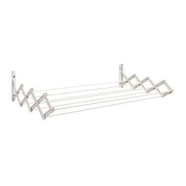 Imagem de Varal Sanfonado Parede Lavanderia Retrátil 80cm Secalux