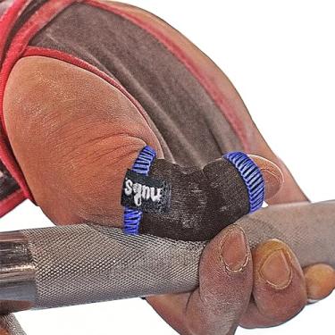 Imagem de JerkFit Protetor de mangas para polegar Nubs para gancho (azul royal, médio) – manga de polegar reutilizável para evitar calos, bolhas, lágrimas – para levantamento de peso olímpico, levantamento de