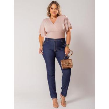Imagem de Calça Skinny Carbono Plus Size Cintura Alta Empina Bumbum E Elastano -