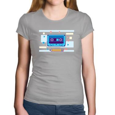 Imagem de Baby Look Algodão Fita Cassete - Foca na Moda, Cinza, G