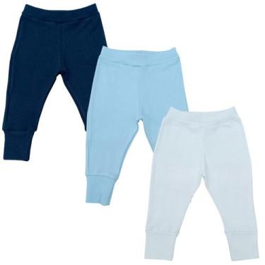 Imagem de Calças Mijão Bebê Algodão Kit C/3 - Mellane Baby, Marinho, Azul bebê, 