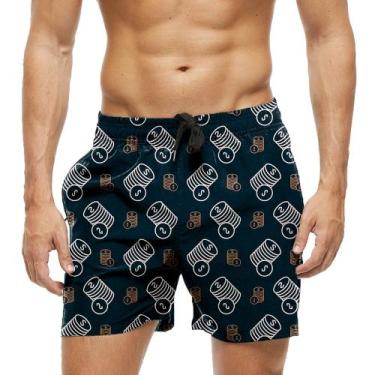 Imagem de Short Praia Shorts Banho Bermuda Verão Moedas Investimento Money 1462 