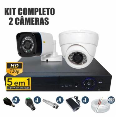 Imagem de Kit cftv completo 2 câmeras ahd 720p dvr 4 canais - Protec