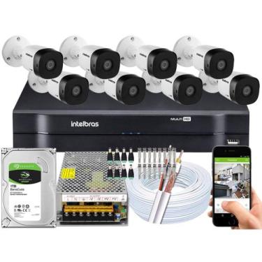 Imagem de Kit 8 Câmeras de Segurança Intelbras Completo Dvr 8 ch + 8 Câmeras VHC